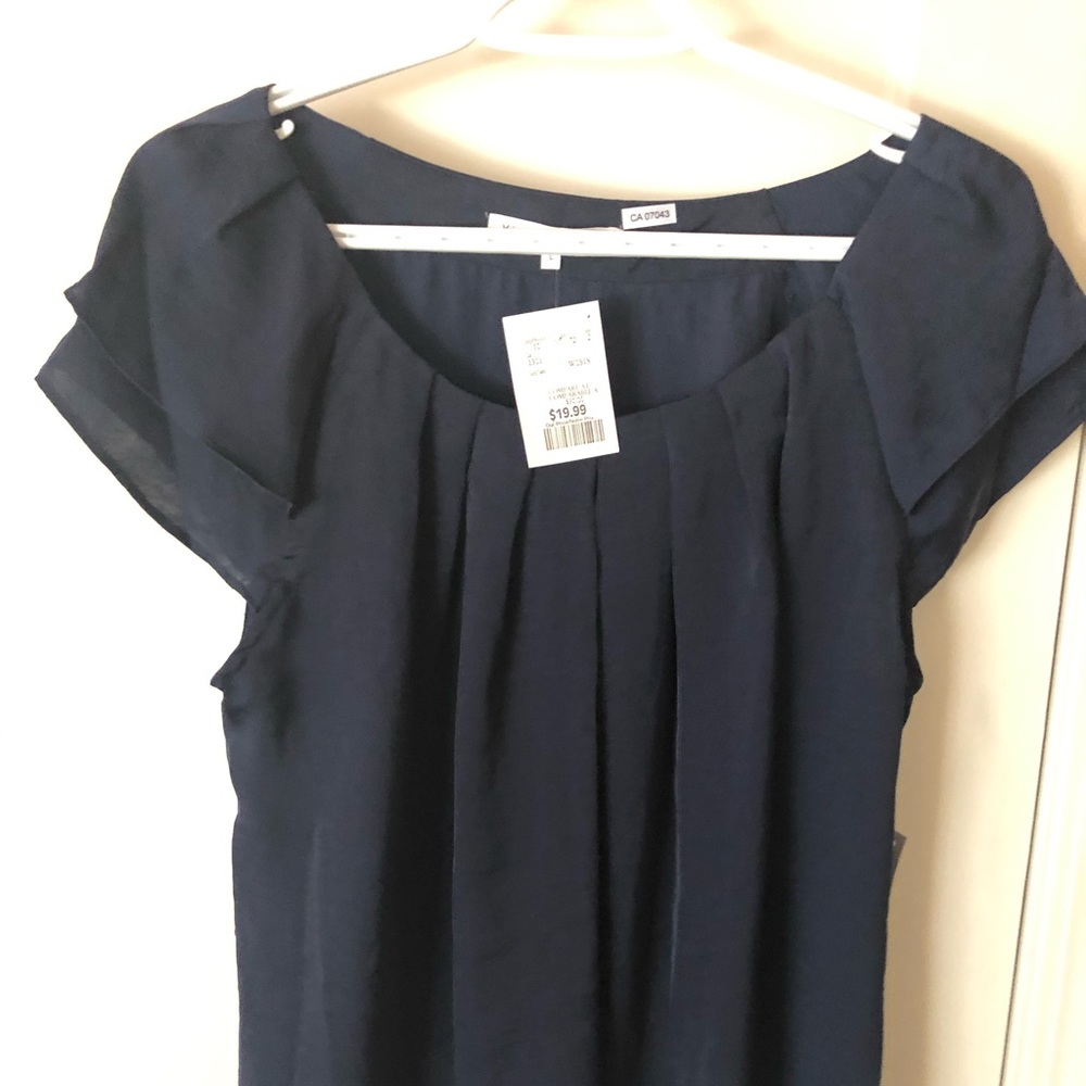 Navy blue flutter sleeve top